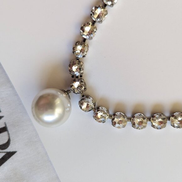 Zara Jewel Pearl Pendant necklace White Silver NWT - Picture 3 of 5